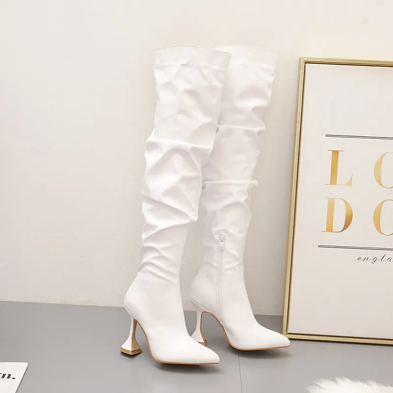 Thigh High Square Stiletto Boots - Nxt Moda