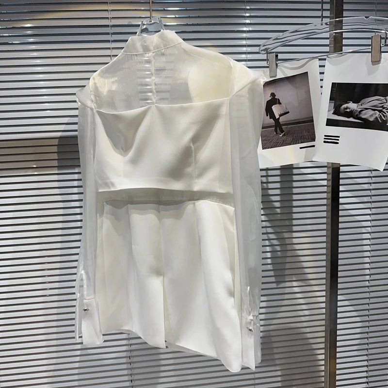 Elegant Mesh Stitching Blazer Jacket - Nxt Moda