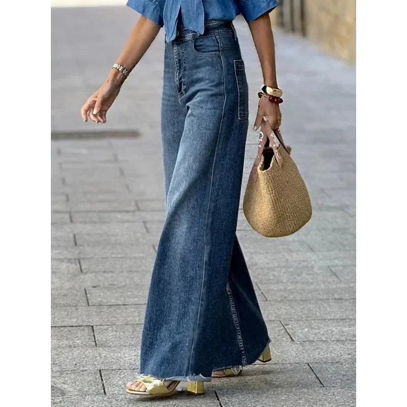 Women's Vintage High Waist Gradient Straight Jeans - Nxt Moda