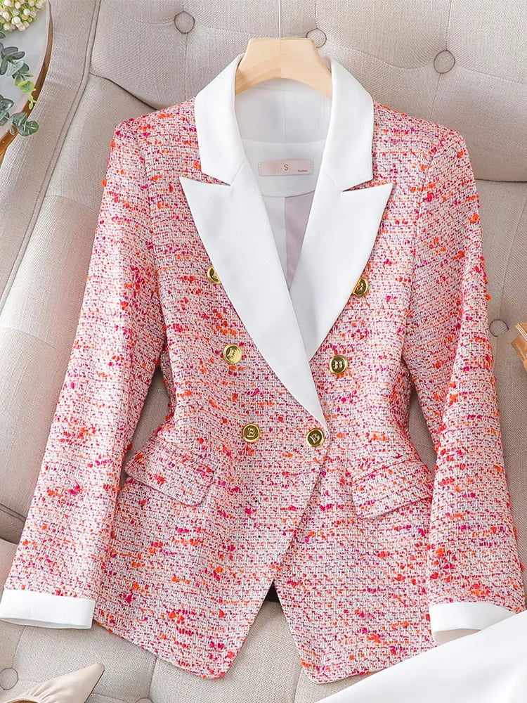 Red Plaid Blazer - Nxt Moda