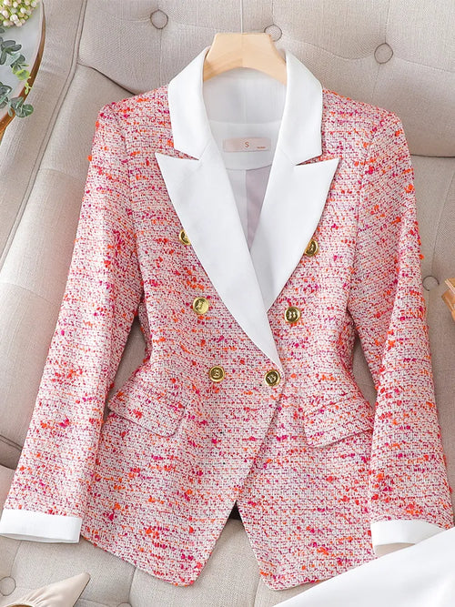 Red Plaid Blazer - Nxt Moda