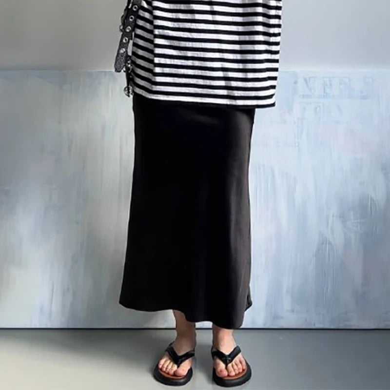 Heather Elegant Satin Maxi Skirt - Nxt Moda