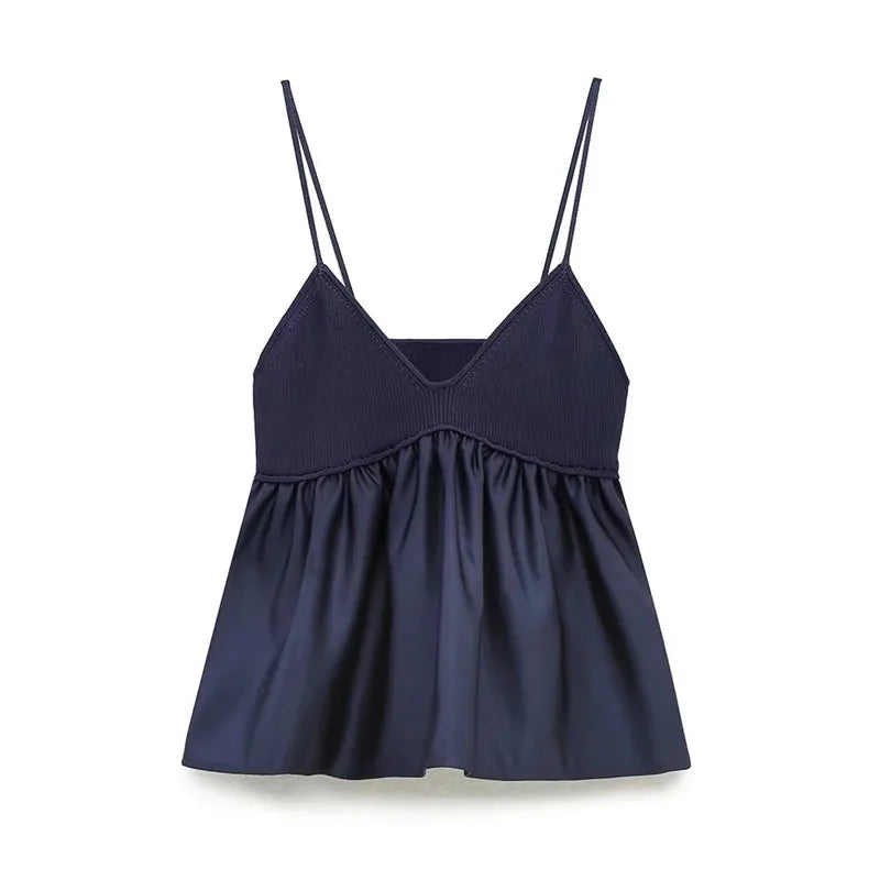 Navy Blue Knitted Cami Top - Nxt Moda