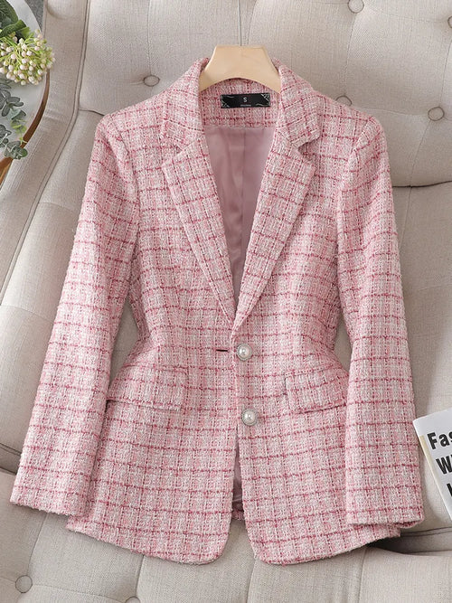 Ladies Casual Plaid Blazer - Nxt Moda