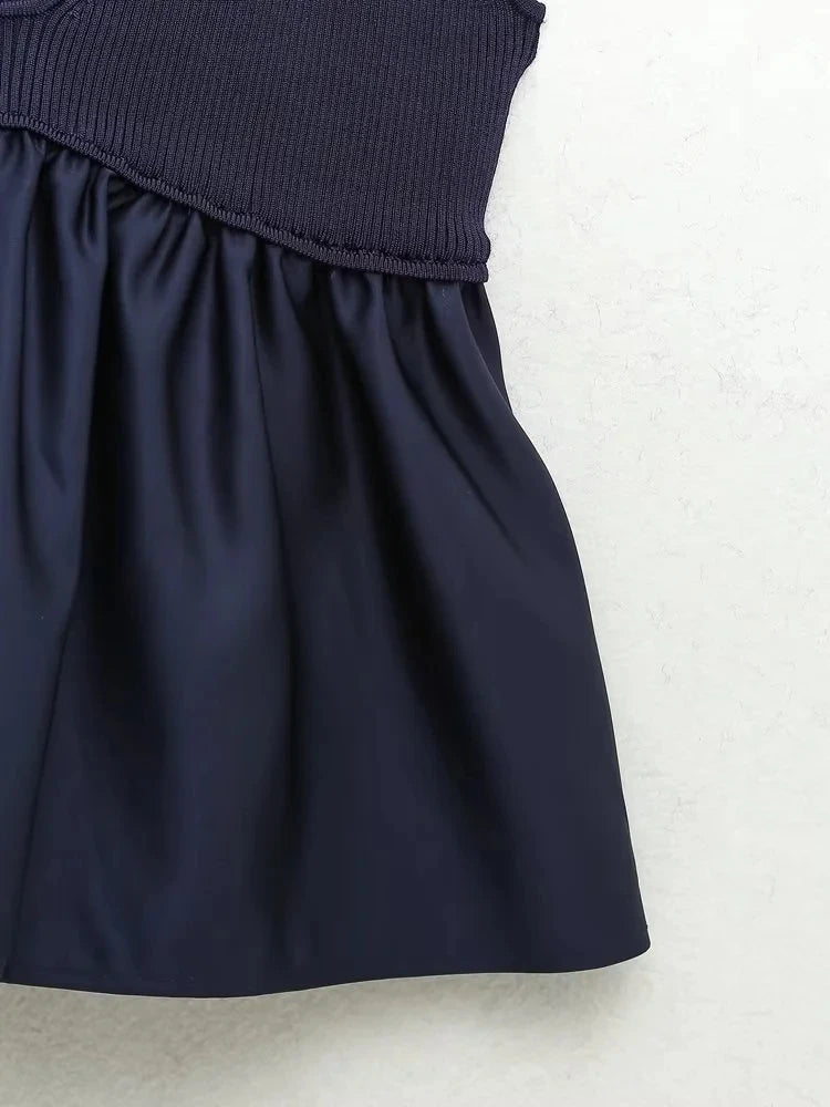 Navy Blue Knitted Cami Top - Nxt Moda