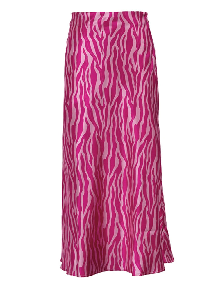 Pink Zebra Print Midi Skirt - Nxt Moda