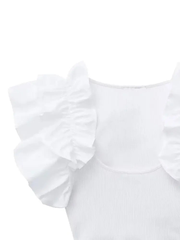 Ruffle Sleeve Knit Top - Nxt Moda
