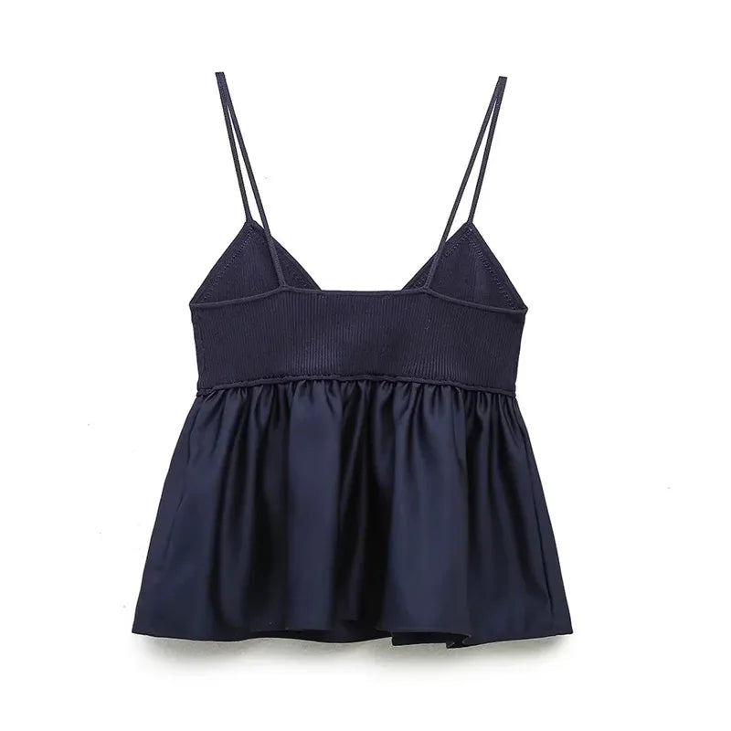 Navy Blue Knitted Cami Top - Nxt Moda