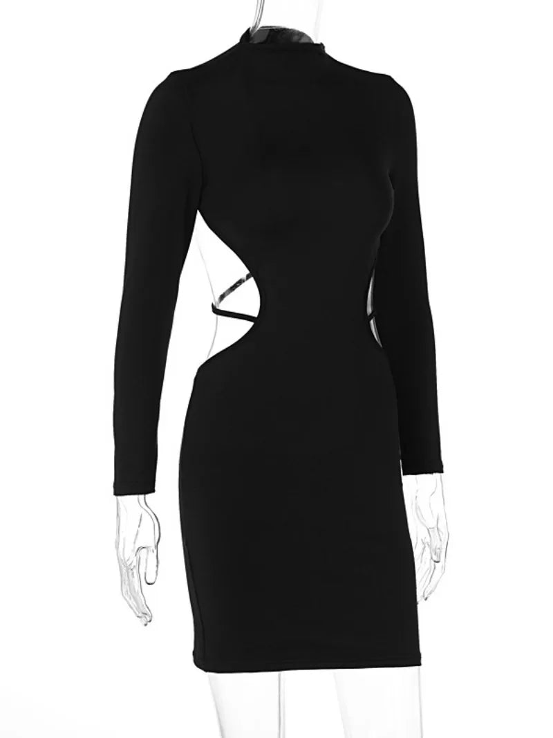 Elegant Sexy Backless Long Sleeve Evening Mini Dress