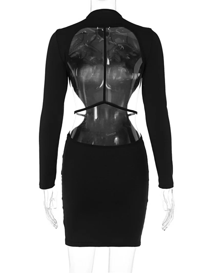 Elegant Sexy Backless Long Sleeve Evening Mini Dress