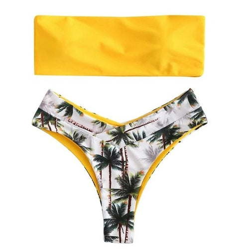 Sexy Palm High Waist Bikini Set - Nxt Moda