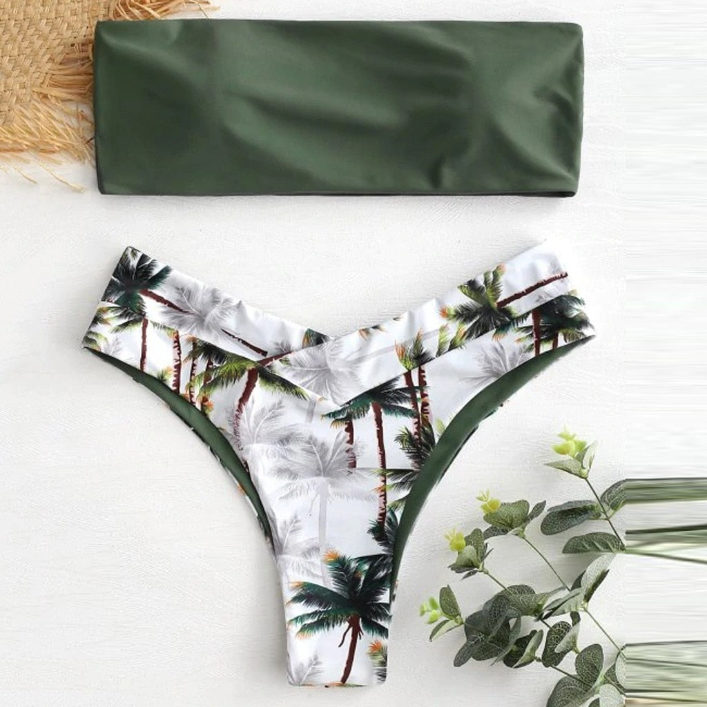 Sexy Palm High Waist Bikini Set - Nxt Moda