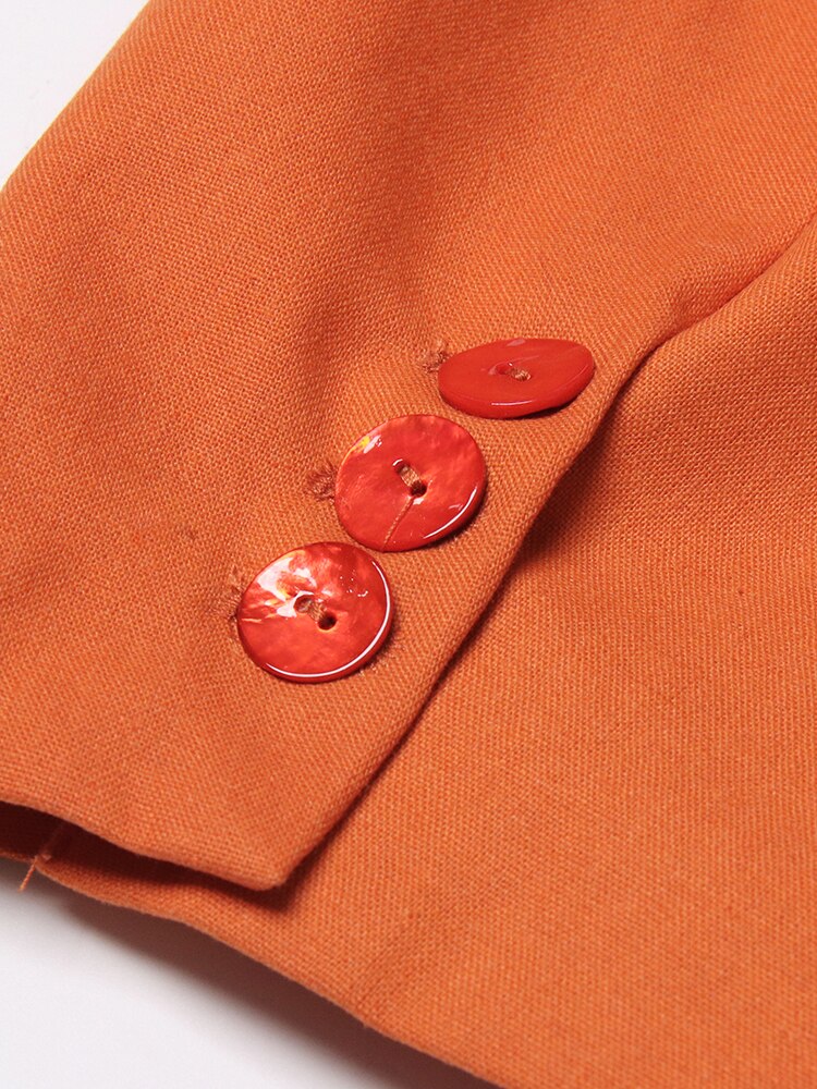 Twotwinstyle Orange Loose Blazer Jacket - Nxt Moda