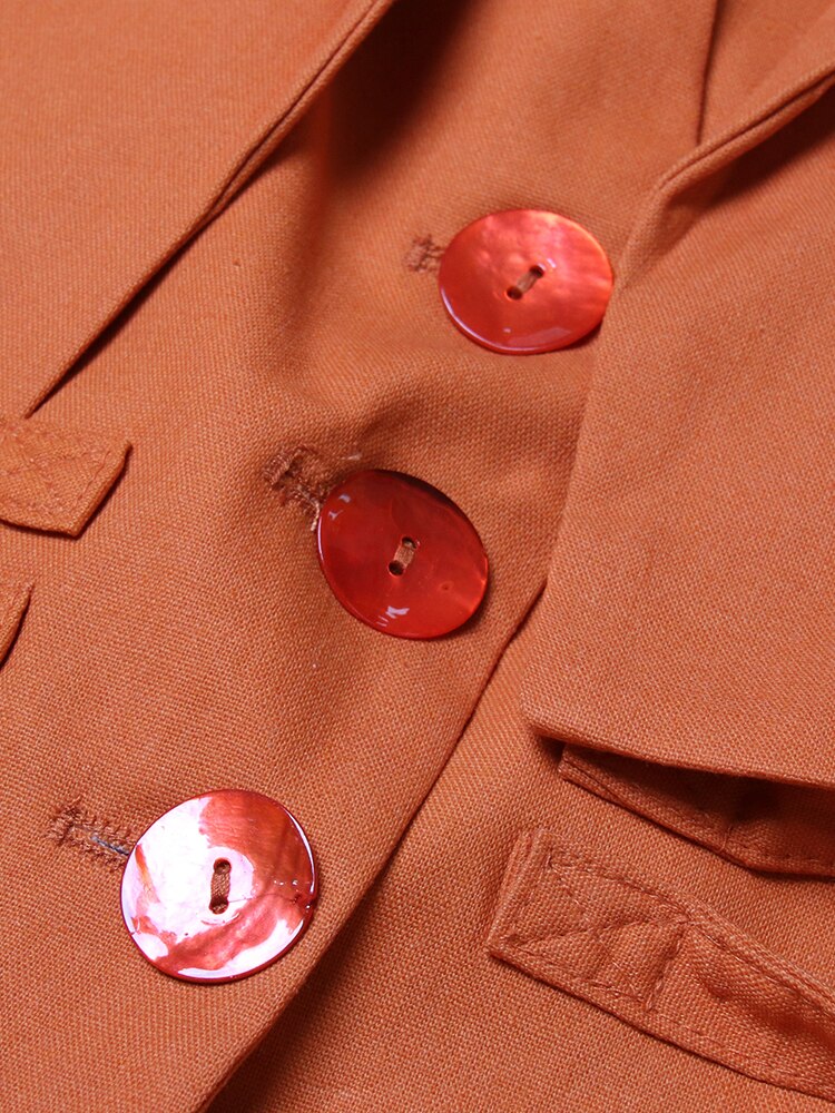 Twotwinstyle Orange Loose Blazer Jacket - Nxt Moda