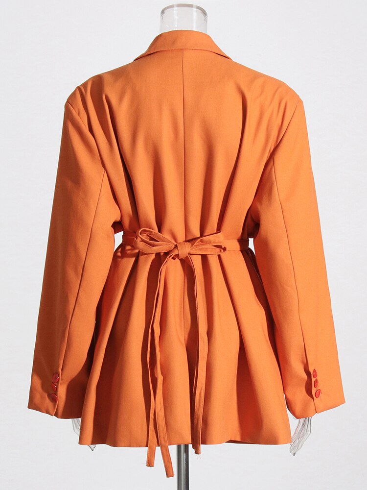 Twotwinstyle Orange Loose Blazer Jacket - Nxt Moda