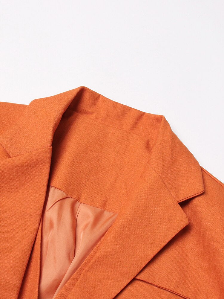 Twotwinstyle Orange Loose Blazer Jacket - Nxt Moda