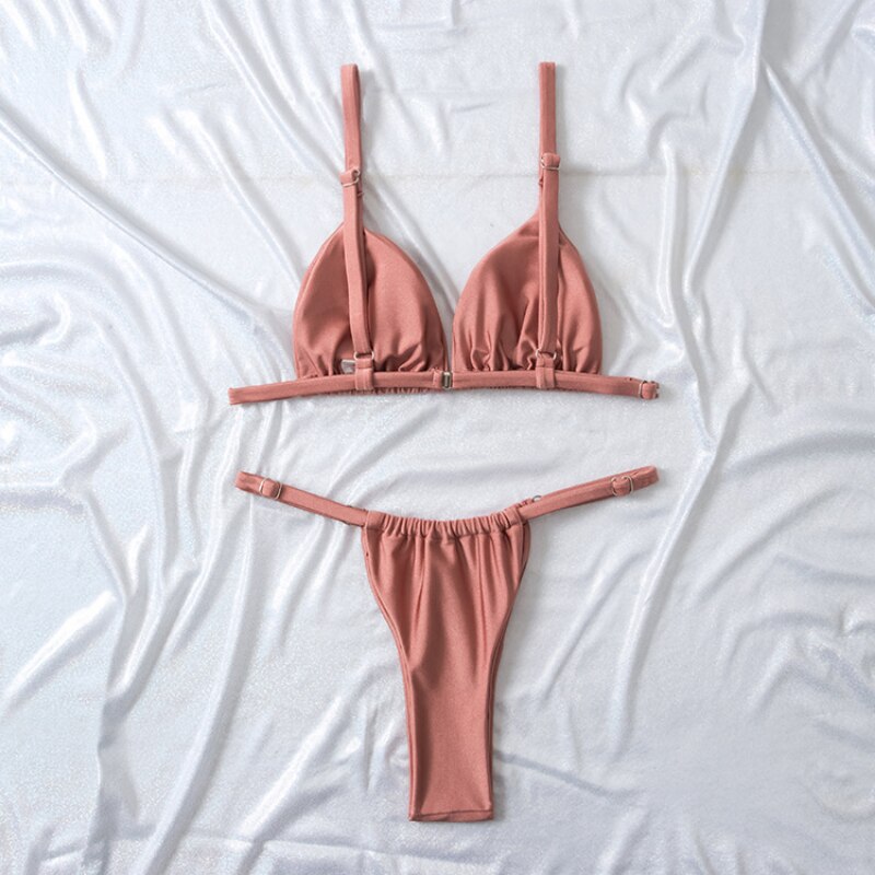 Women's Split Solid Bikini Set - Nxt Moda