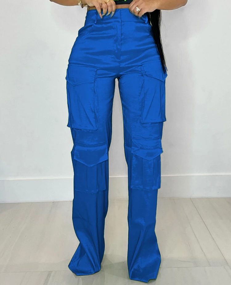 Satin Multi Pockets Cargo Pants - Nxt Moda