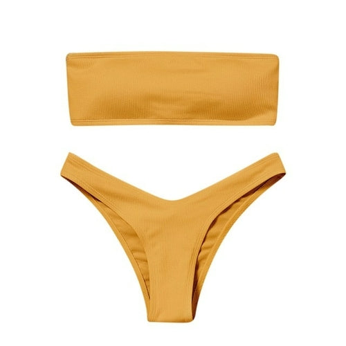 Simple Two Piece High Waisted Bikini Set - Nxt Moda