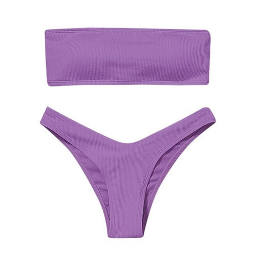 Simple Two Piece High Waisted Bikini Set - Nxt Moda
