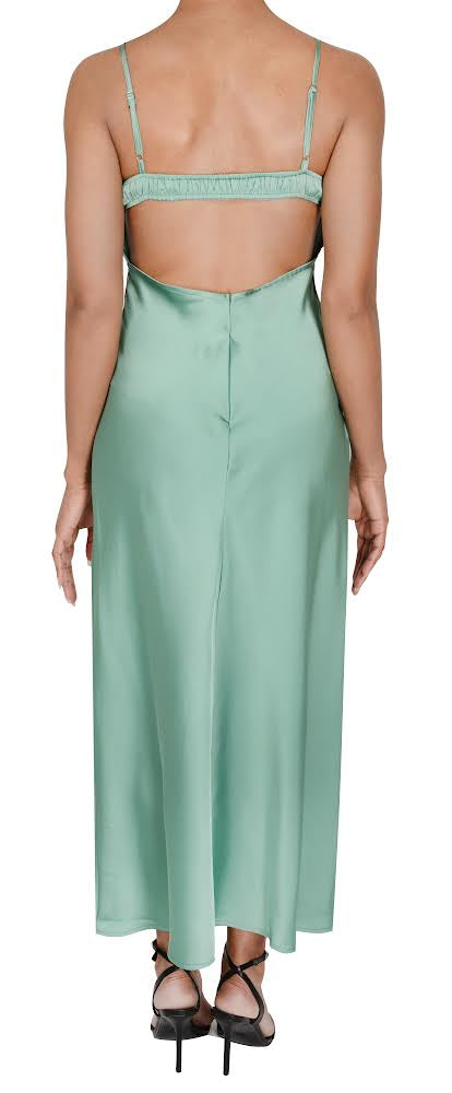 Jade Green Satin Dress - Nxt Moda