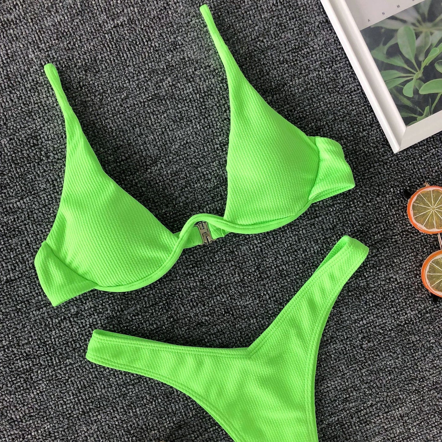 Sexy Thong Solid Color Push Up Bikini Set - Nxt Moda