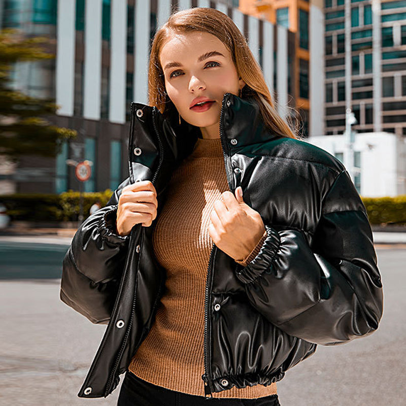 Winter Thick Pu Leather Parka Coat - Nxt Moda