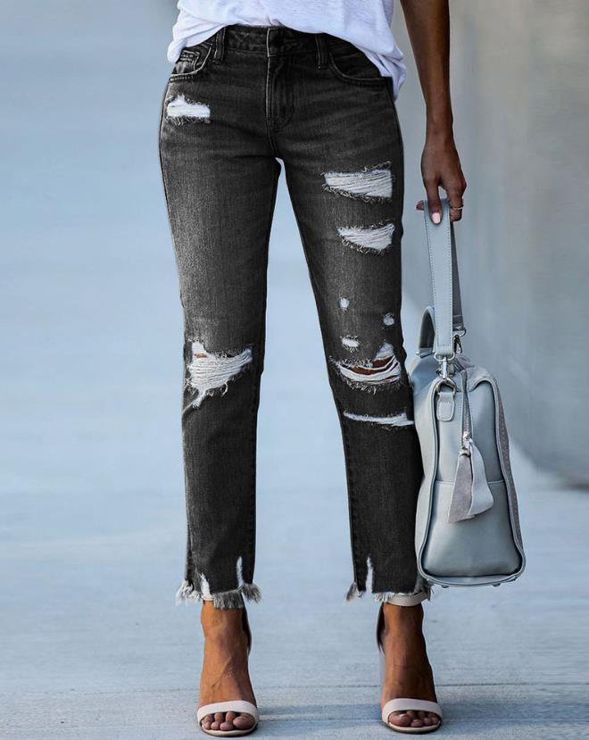 Women Fashion Denim Daily Cutout Pants - Nxt Moda