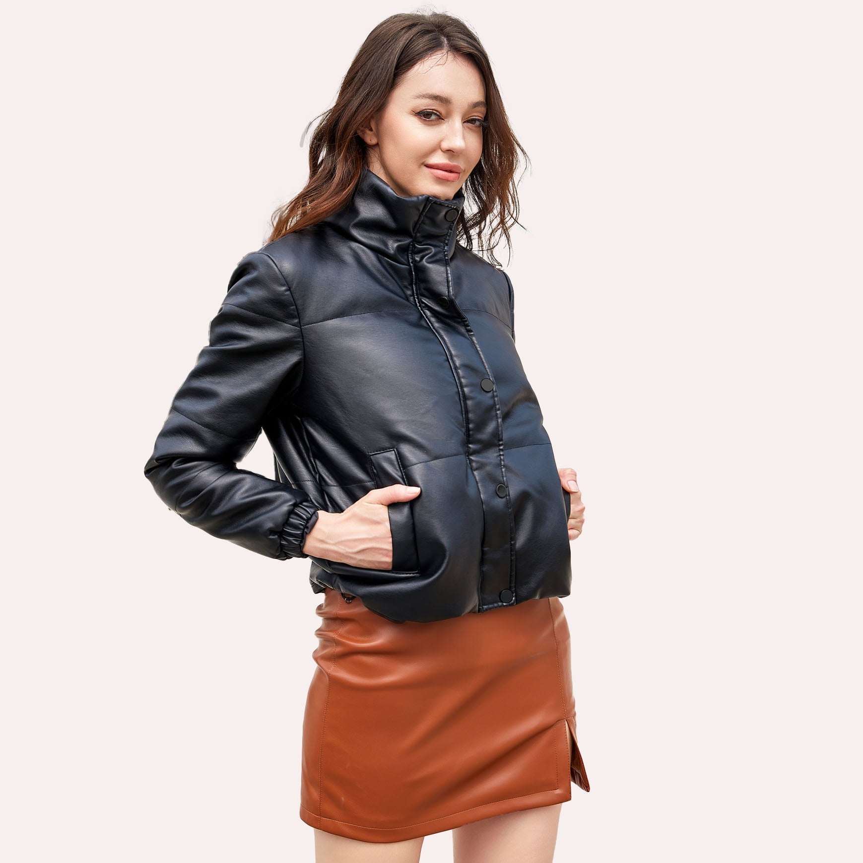 Fashion Bomber PU Leather Jacket - Nxt Moda