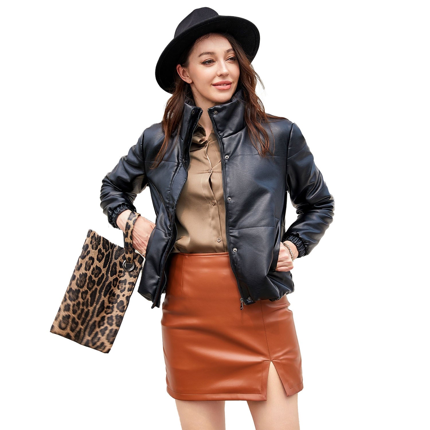 Fashion Bomber PU Leather Jacket - Nxt Moda