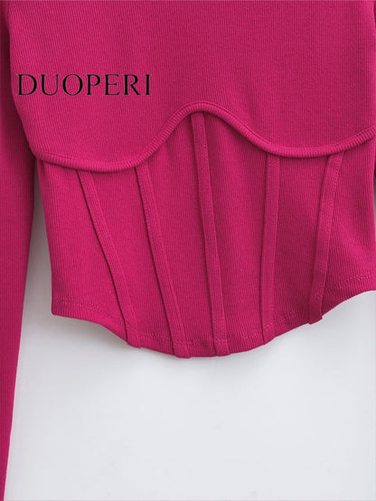 Duoperi Knitted Cropped Shirt - Nxt Moda