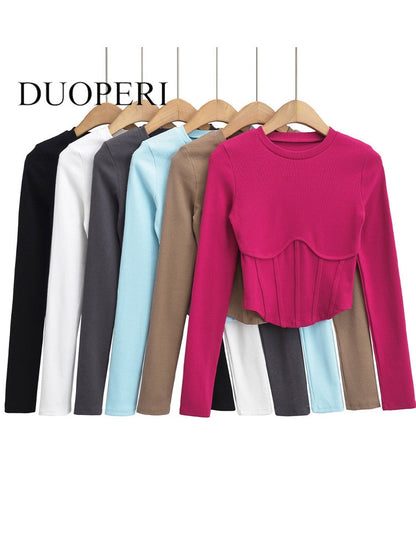 Duoperi Knitted Cropped Shirt - Nxt Moda