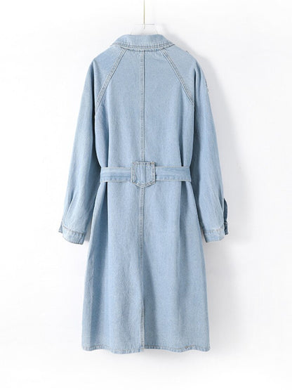 Denim Jacket Collar Mid Length Denim Trench - Nxt Moda