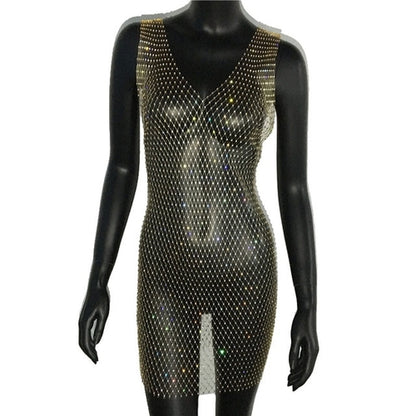 Sexy Rhinestone Sparkly Beach Cover Up Dress - Nxt Moda