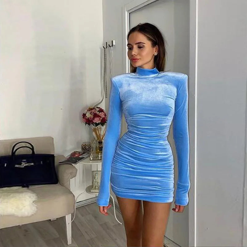 Sexy Bodycon Velvet Mini Dress - Nxt Moda