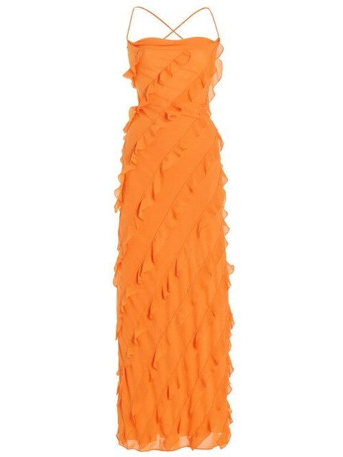 Julissa Mo Orange Spaghetti Strap Maxi Dress - Nxt Moda