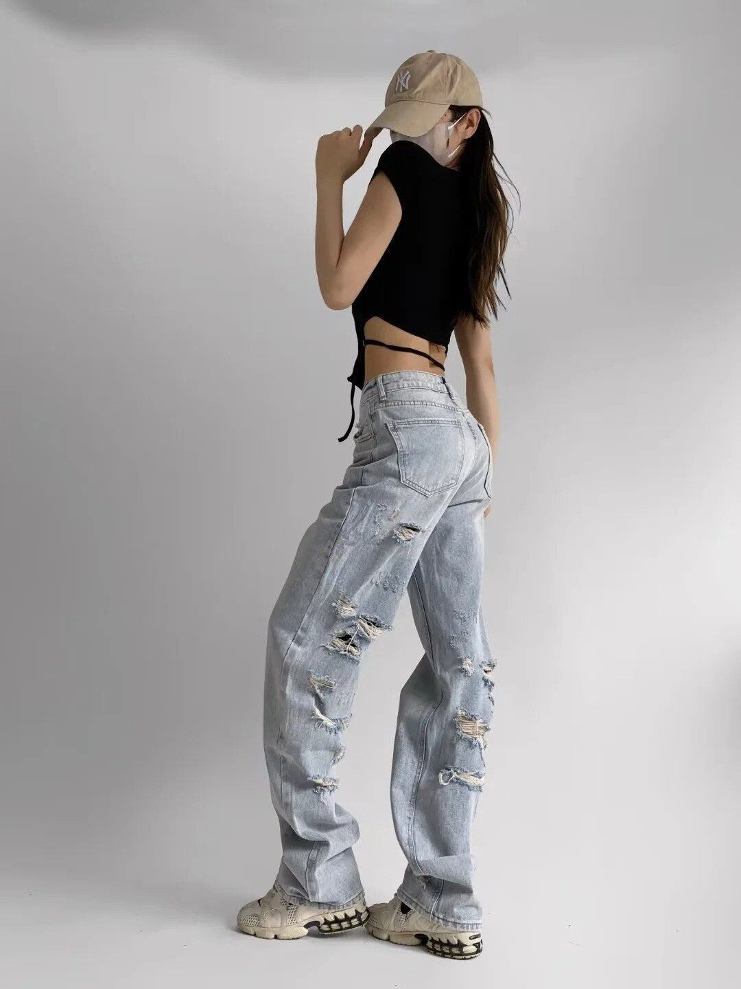 Joskaa Long Denim High street Pants - Nxt Moda