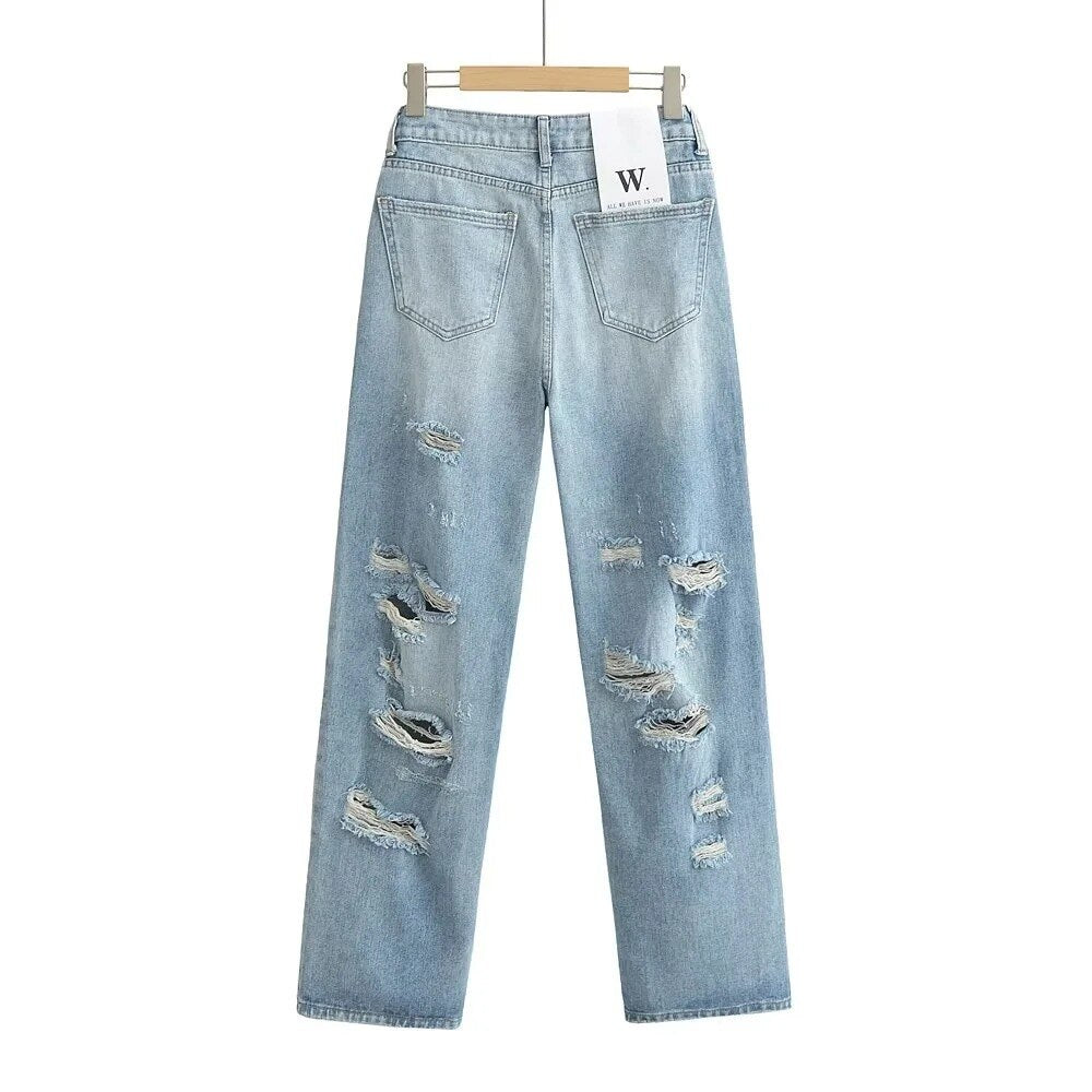 Joskaa Long Denim High street Pants - Nxt Moda