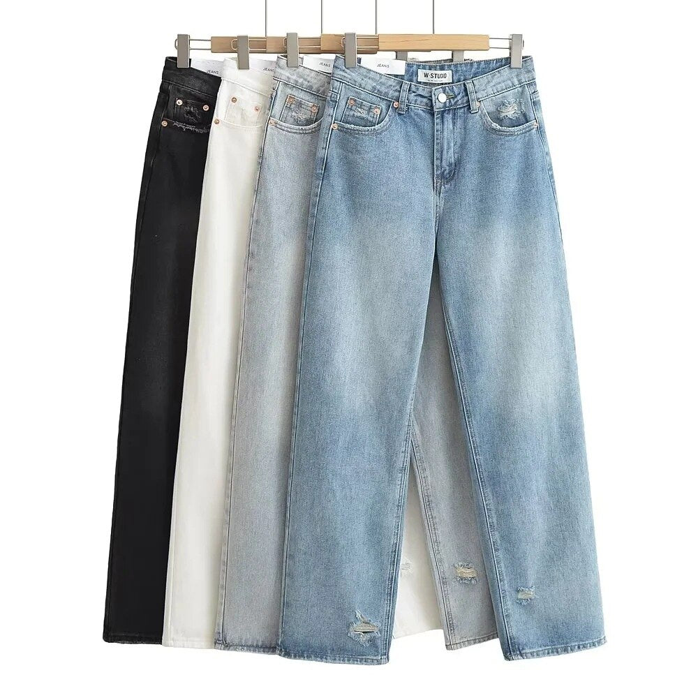 Joskaa Long Denim High street Pants - Nxt Moda