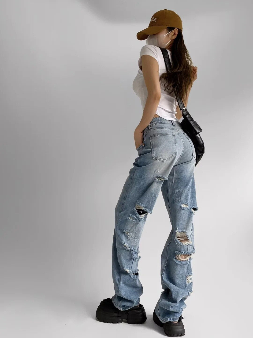 Joskaa Long Denim High street Pants - Nxt Moda