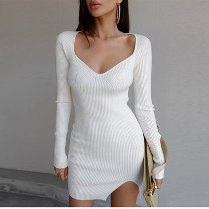 Tossy Knit White Sweater Dress - Nxt Moda