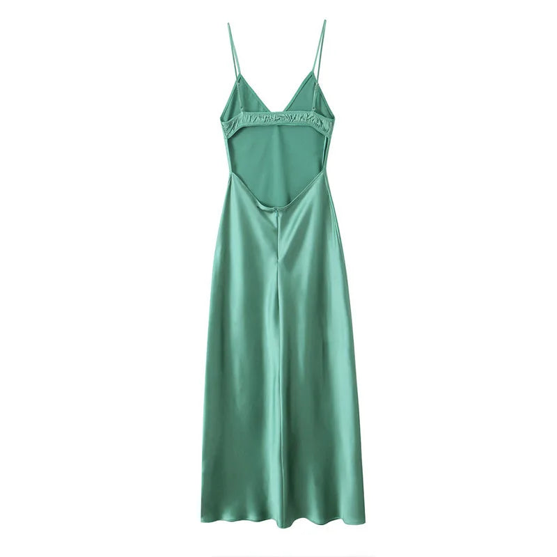 Jade Green Satin Dress - Nxt Moda