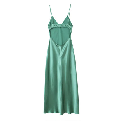 Jade Green Satin Dress - Nxt Moda