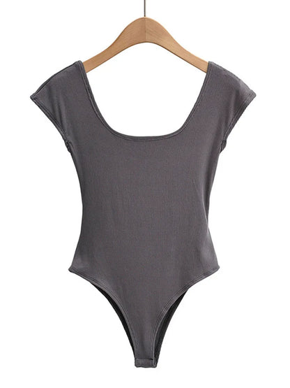 Casual Basic Backless Bodysuit - Nxt Moda