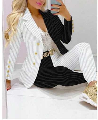 Print Blazer and Pants 2-Piece Set