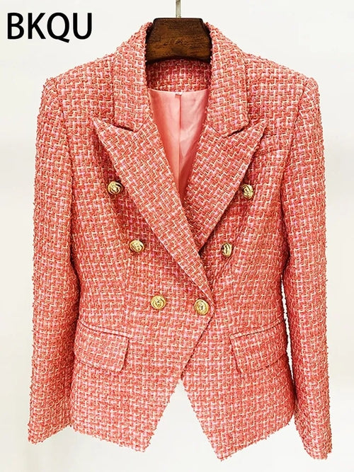 BKQU Oversized Sequin/Solid Double Breasted Blazer - Nxt Moda