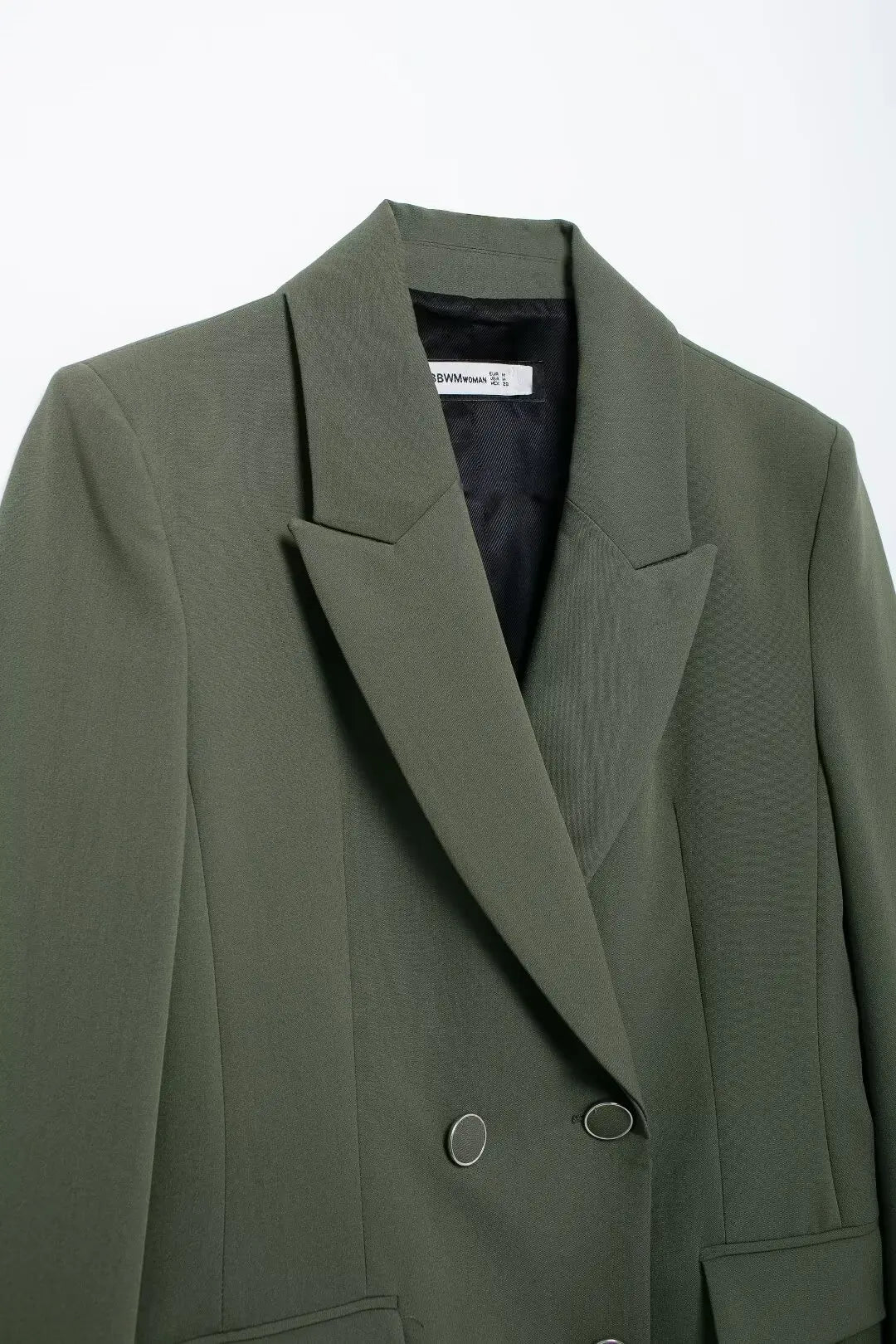 Olive 2-Piece Double-Breasted Blazer and Straight Pants Set