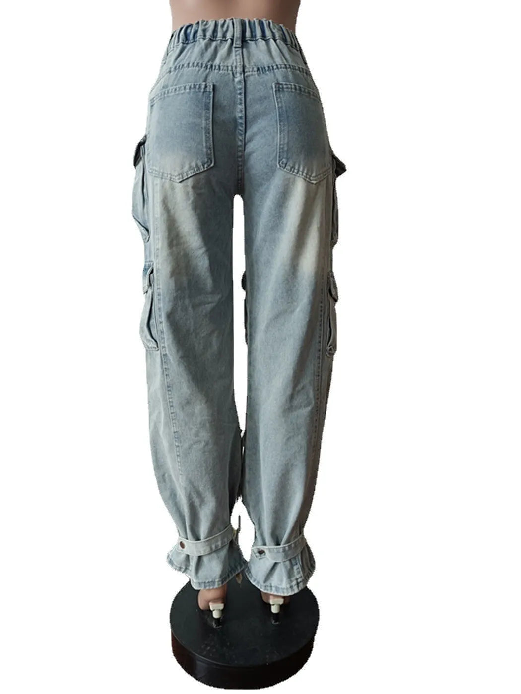 Women's Vintage Cargo Jeans Wide Leg Denim Pants