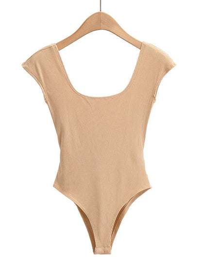 Casual Basic Backless Bodysuit - Nxt Moda