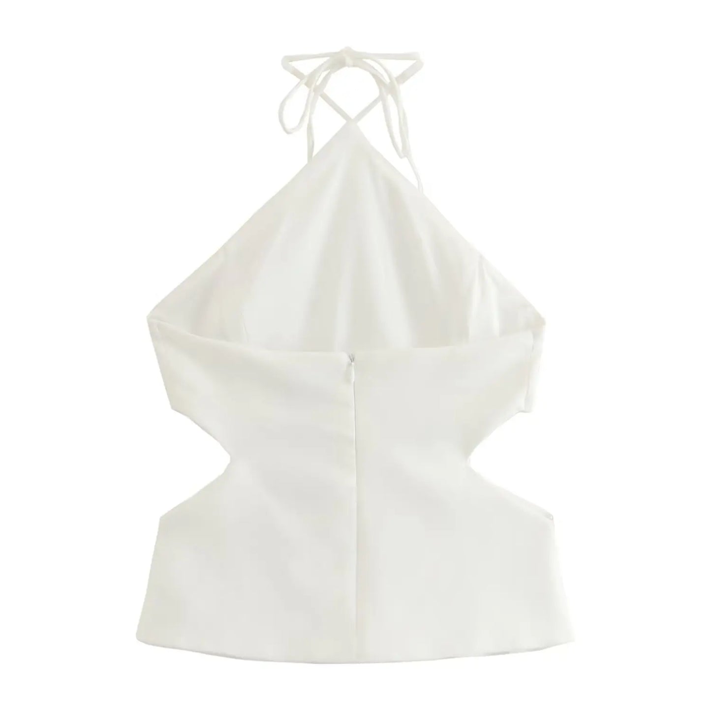 White Halter Cut Out Top - Nxt Moda